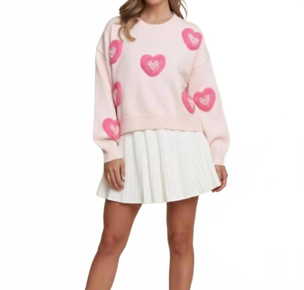 NEW J.NNA lovely beaded hearts sweater in baby pink